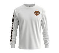 Harley-Davidson Military Custom Camp Humphreys Herren Langarm T-Shirt, Weiss/opulenter Garten, Mittel