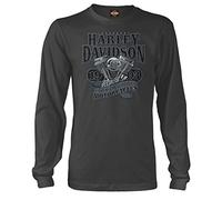 Harley-Davidson Military Exclusive Overseas Tour Herren Langarm T-Shirt Big V-Twin, Dunkelgrau, XX-Large
