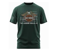 Harley-Davidson Military The Legend Rolls On Herren Overseas Military Tour T-Shirt, Grün (Forest Green), 4X-Groß