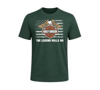 Harley-Davidson Military The Legend Rolls On Herren Overseas Military Tour T-Shirt, Grün (Forest Green), Mittel