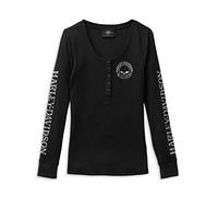Harley-Davidson Skull Snap Front Long Sleeve Henley Damen Shirt, S