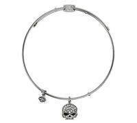 Harley-Davidson Womens Bangle, White Bling Willie Skull Charm Bracelet HSB0043-7
