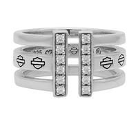 Harley-Davidson Women's Bling Bar & Shield Split Ring, Sterling Silver HDR0428