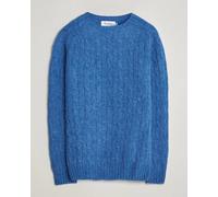 Harley Of Scotland Brushed Supersoft Lambswool Cable Cobalt Blau L