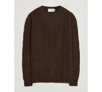 Harley Of Scotland Brushed Supersoft Lambswool Cable Marron Braun L