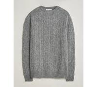 Harley Of Scotland Brushed Supersoft Lambswool Cable Mid Grey Grau M