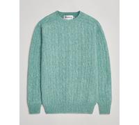 Harley Of Scotland Brushed Supersoft Lambswool Cable Opal Grün XL