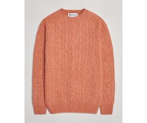 Harley Of Scotland Brushed Supersoft Lambswool Cable Parfait Orange L