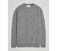 Harley Of Scotland Brushed Supersoft Lambswool Crewneck Mid Grey Grau S