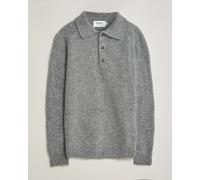 Harley Of Scotland Brushed Supersoft Lambswool Polo Mid Grey Grau XXL