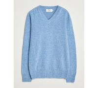 Harley Of Scotland Brushed Supersoft Lambswool V-Neck Light Blue Blau M