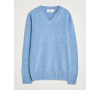 Harley Of Scotland Brushed Supersoft Lambswool V-Neck Light Blue Blau XL