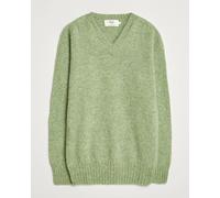 Harley Of Scotland Brushed Supersoft Lambswool V-Neck Light Green Grün S