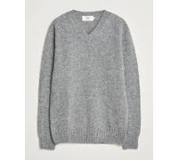 Harley Of Scotland Brushed Supersoft Lambswool V-Neck Mid Grey Grau M
