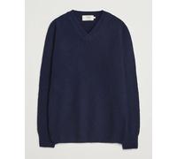 Harley Of Scotland Brushed Supersoft Lambswool V-Neck Navy Blau M