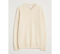 Harley Of Scotland Brushed Supersoft Lambswool V-Neck Vanilla Weiß S
