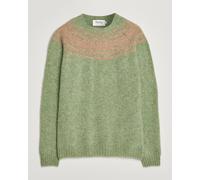 Harley Of Scotland Brushed Supersoft Lambswool Yolk Fairisle Sage/Parf Grün L