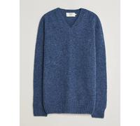 Harley of Scotland for Care of Carl Brushed Supersoft Lambswool V-Neck Blau XL