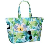 HarnyLoom Strandtasche XXL Damen mit Reißverschluss, Strandtasche Groß Familie Badetasche Hawaii Wasserdichter Faltbar Beach Bag Urlaub Sommer Strand Pool Shopper (Grüne Palme)