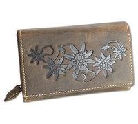 HAROLD`S große Damen Geldbörse aus geschliffenem Echtleder mit Edelweiß-Prägung (5498)