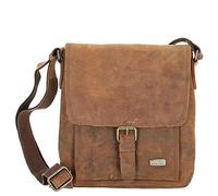 HAROLD´s Antic Brass Heritage Crossbag Tasche Natur Braun mit Klappverschluss und Schultergurt Rindsleder
