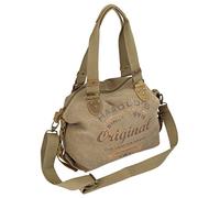 HAROLD'S Damen Handtasche im Vintage-Look aus Canvas mit hochwertigem Echt-Lederbesatz und Retro Print (4536)