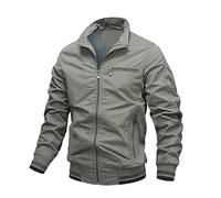 Harrington Herren-Bomberjacke aus Baumwolle, leichte Windjacke, Sportjacke, langärmelig, Stehkragen, durchgehender Reißverschluss, leichter Mantel mit Reißverschlusstaschen, Arbeit, Business, Ausgehen