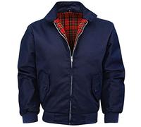 Harrington Jacket, The Knightsbridge of London, Harrington Jacke Blouson English Jacke Karofutter - Red Check lining from Inside - XS-4XL (Blau, S)