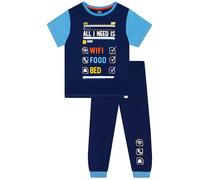 Harry Bear Pyjama | Jungen Pyjama Mit WLAN-Motiv | Gamer-Pyjamas Für Jungen | Gaming-Pyjamas-Set Aus Baumwolle | Blau 140