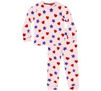 Harry Bear Schlafanzüge Für Mädchen, Herzen Und Sterne Fleece Pyjama Kinder, Plüsch Schlafanzug Kinder, Langarm Pyjama Mädchen, Rosa 104