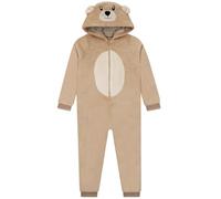 Harry Bear Schlafoverall Kinder, Teddybär Onesie Jungen Mit 3D Ohren, Onesie Kinder Kuschelig, Kuschel Overall Jungen, Braun 110