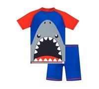 Harry Bear Schwimmanzug Jungen | Shark Badeanzug Für Jungen | Schwimmshirt Und Badeshorts | Blau 122