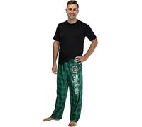 Harry Potter Adult Mens' Slytherin House Crest Plaid Pajama Pants (Medium)