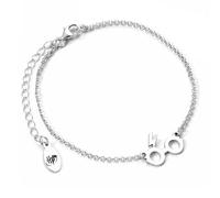 HARRY POTTER Charm-Armband aus Sterlingsilber mit Brille und Blitzbolzen, Einheitsgröße, Sterling-Silber