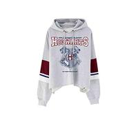 Harry Potter Damen Crop Hoodie Hogwarts School Wappen mit Kapuze grau - S