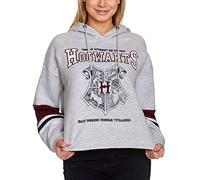 Harry Potter Damen Crop Hoodie Hogwarts School Wappen mit Kapuze grau - XL