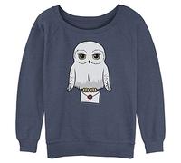 Harry Potter Damen Deathly Hallows Anime Hedwig Mail Junior Raglan Pullover mit Deckstich, Blau meliert, XX-Large