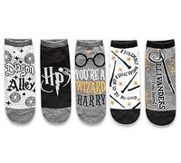 Harry Potter Diagon Alley Wizard Magic Juniors/Damen 5er-Pack Knöchelsocken Größe 37-10