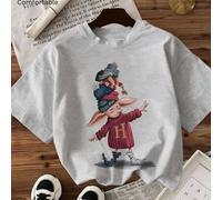 Harry Potter, Dobby-Musterdruck mit vielen Hüten, geripptes Damen-T-Shirt aus 100 % Baumwolle, Sportbekleidung im College-Stil, fällt gut, ist weich,