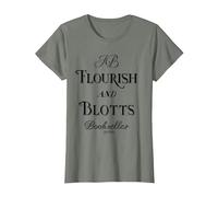 Harry Potter Flourish and Blotts T-Shirt, Damen, Heidekraut/Armeegrün, L