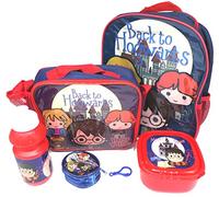 Harry Potter Geschenkset Rucksack + Geldbörse + Isoliertasche + Trinkflasche + Pausenbrotdose - Offiziell Lizensiert - Backpack + Coin Purse + Lunch Bag + Sports Bottle + Sandwich Box - Gift Bundle