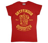 Harry Potter Gryffindor Quidditch Damen tailliertes T-Shirt Rot Groessen S-XXL, Damenmode Slim Fit Top, Geburtstagsgeschenke, Mama Tochter Schwester Geschenkidee