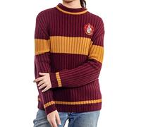 Harry Potter Gryffindor Quidditch Pullover: Hogwarts Haus Gryffindor Quidditch Uniform-Replika, gerippter Strick, Rundhalsausschnitt, für Männer und Frauen, Rot, Gold, XXL