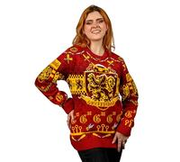 Harry Potter: Gryffindor Weihnachtspullover Geschenk für Damen und Herren, Rot, Gelb, Weiß, L