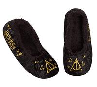 Harry Potter Hausschuhe für Damen und Mädchen, die Heiligtümer des Todes zum Reinschlüpfen, Ballettpumpen, Slipper-Socken, Schwarz , 36 EU