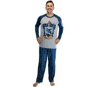 Harry Potter Herren Pyjama-Set mit Raglanhemd und Karierter Hose, Gryffindor, Ravenclaw, Slytherin, Hufflepuff, Ravenclaw, Large