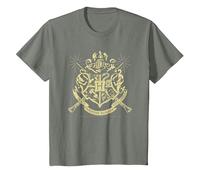Harry Potter Hogwarts Badge Wands Camiseta T-Shirt, Kinder, Heidekraut/Armeegrün, 92