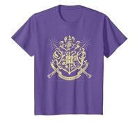 Harry Potter Hogwarts Badge Wands Camiseta T-Shirt, Kinder, Heidekrautlila, 98