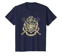 Harry Potter Hogwarts Badge Wands Camiseta T-Shirt, Kinder, Marineblau, 152