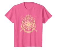 Harry Potter Hogwarts Badge Wands Camiseta T-Shirt, Kinder, Rosa Meliert, 152